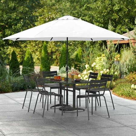 LANCASTER TABLE & SEATING 11' White Crank Lift Steel Umbrella 164UMBSS11WH